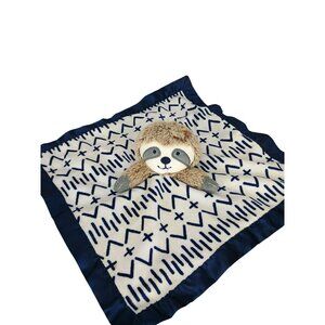 Cloud Island Sloth Baby Security Blanket Lovey Blue Satin Trim Soft Plush